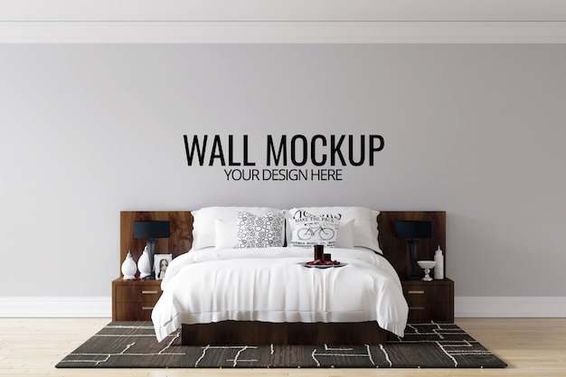 Fond de mur de chambre à coucher intérieure mock up PSD Premium