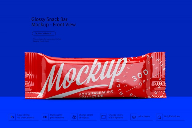 Download Glossy Snack Bar Mockup Front View | PSD Premium
