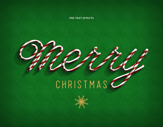 Joyeux noël texte style effet vert PSD Premium