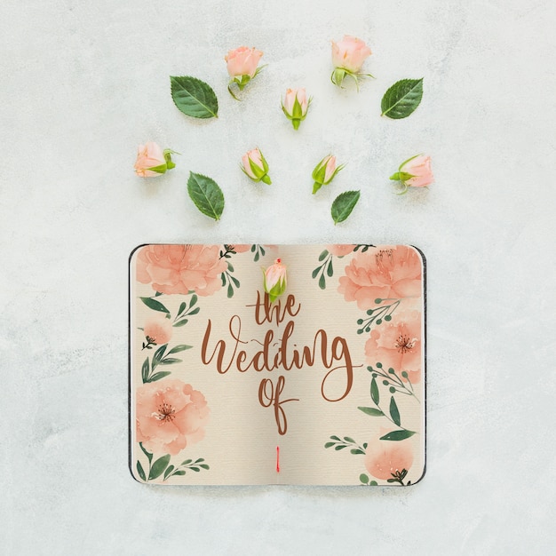 Maquette De Cahier Avec Decoration Florale Pour Mariage Ou Citation Psd Gratuite