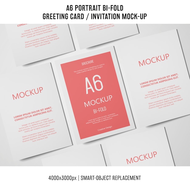 Maquette de carte d'invitation a6 bi-fold Psd gratuit