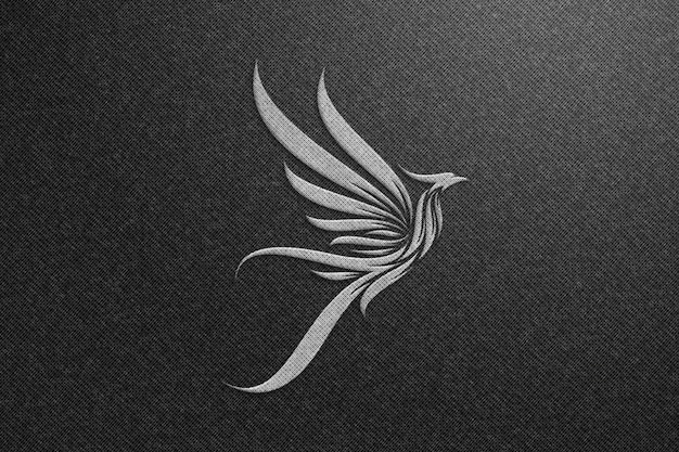 Maquette Du Logo Phoenix Sur Tissu Noir Maquette Du Logo Argente Psd Premium