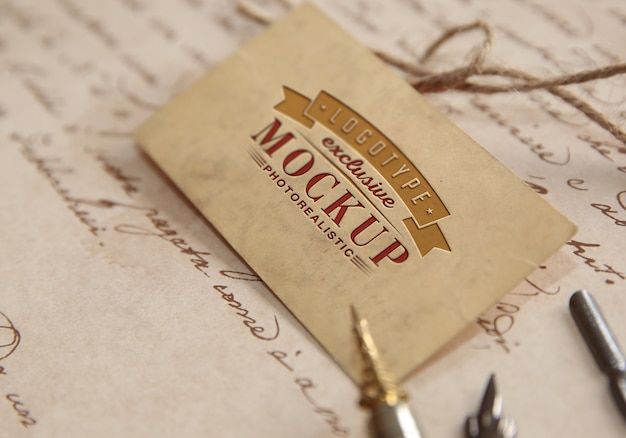 Maquette photoréaliste de logotype dans un style vintage PSD Premium