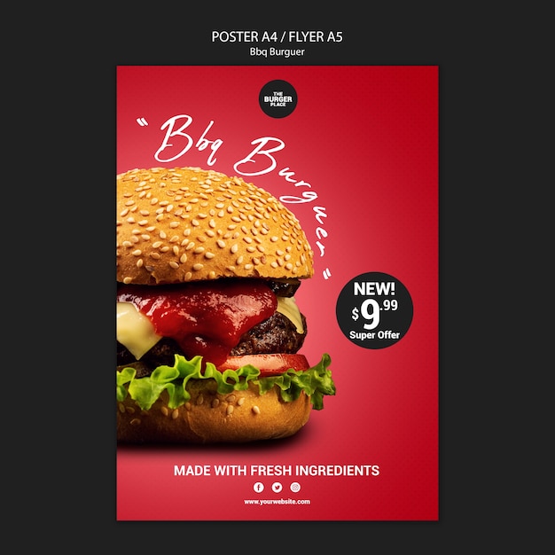 Modèle D'affiche Pour Restaurant Avec Burger | PSD Gratuite