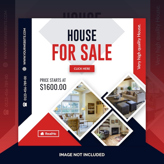 Modèle de bannière carrée immobilier PSD Premium