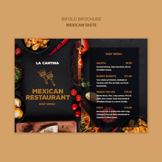 Modèle de brochure bifold restaurant mexicain Psd gratuit