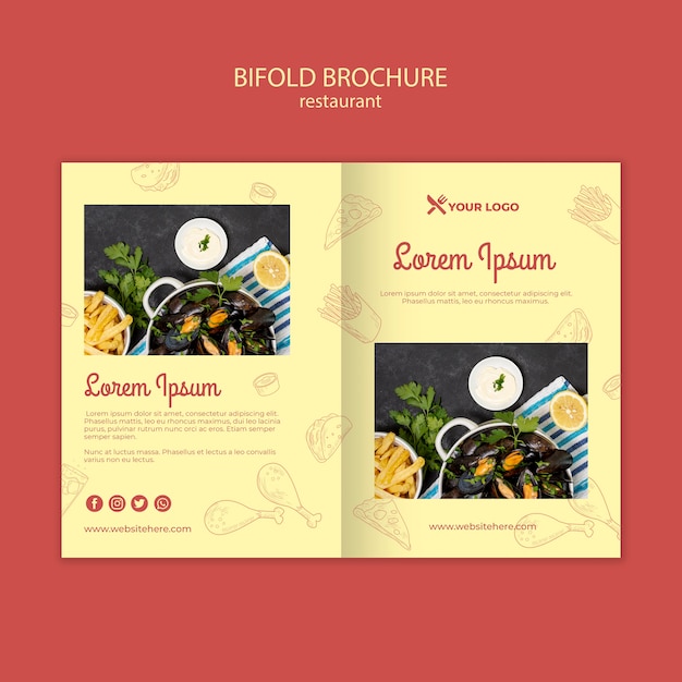 Mod le De Brochure  De Restaurant Pliant  PSD Gratuite