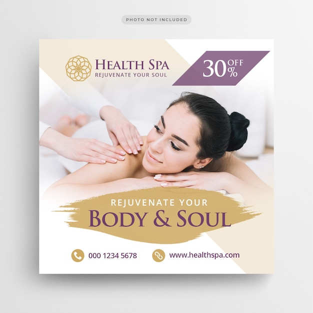 Modèle de flyer de bannière de spa ou carré PSD Premium