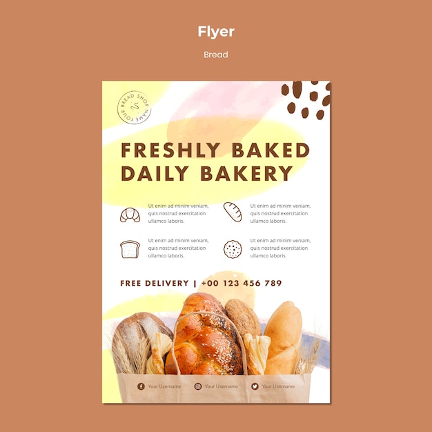 Modèle De Flyer Boulangerie Quotidienne Fraîchement Cuite | PSD Gratuite