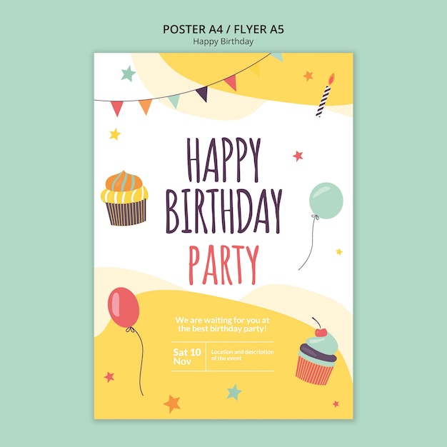 Modele De Flyer Concept Joyeux Anniversaire Psd Gratuite