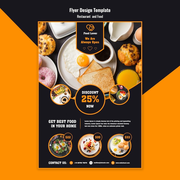 Modèle De Flyer Moderne Pour Restaurant De Petit Déjeuner | PSD Premium