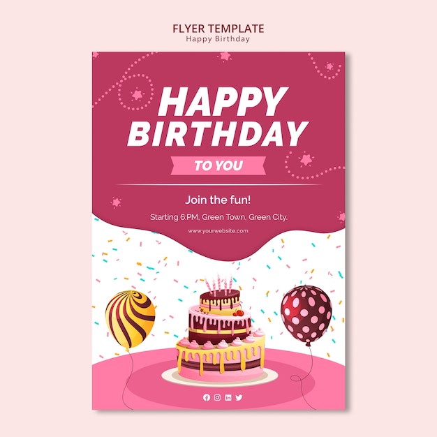 Modele De Flyer Avec Theme Joyeux Anniversaire Psd Premium