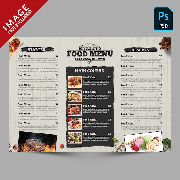 Modèle De Menu Alimentaire | PSD Premium