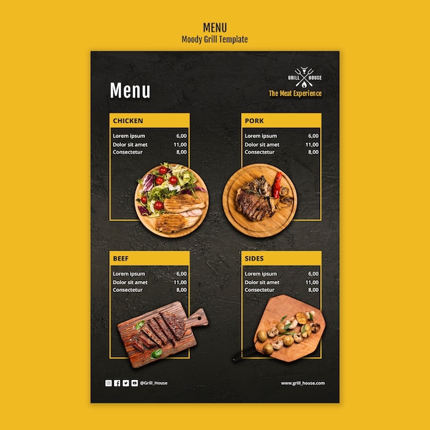 Modèle De Menu De Grillades | PSD Gratuite