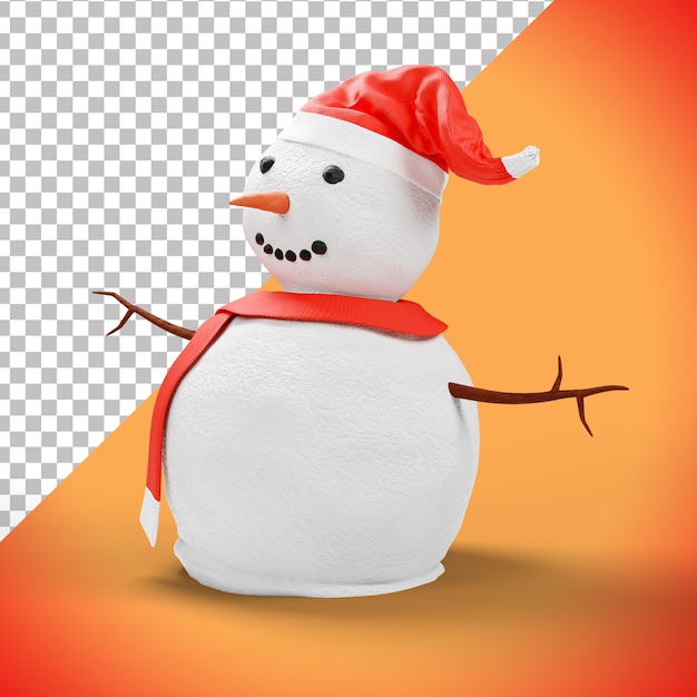 Personnage Drole De Bonhomme De Neige 3d Avec Chapeau Rouge Et Echarpe Psd Premium