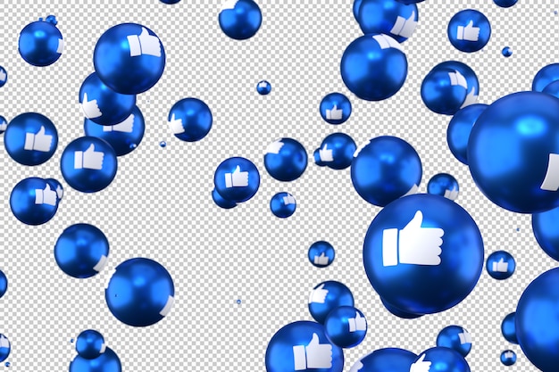 Reactions Facebook Comme Emoji Rendu 3d Sur Fond Transparent Symbole De Ballon De Medias Sociaux Avec Comme Psd Premium