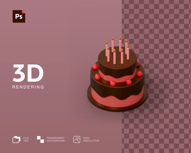 Rendu D Illustration De Gateau D Anniversaire 3d Psd Premium