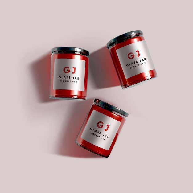 Download Psd Premium Vue De Dessus De La Maquette De Pots De Confiture En Verre D Emballage PSD Mockup Templates