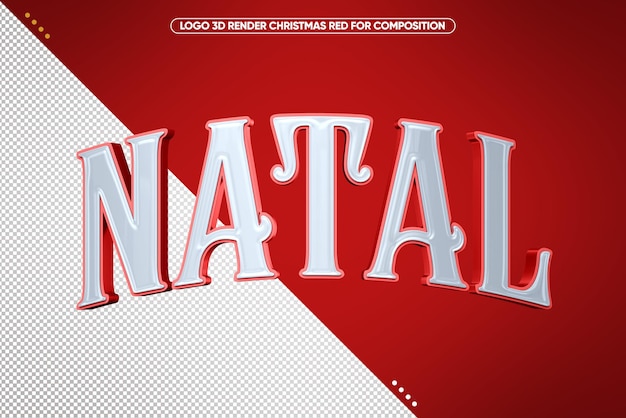 d render logotipo de natal vermelho para composições PSD Grátis