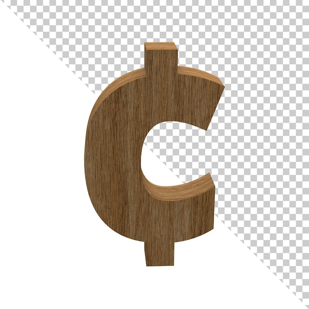 3d rendering wood material cent symbol | PSD Premium