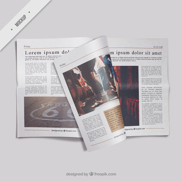 Abrir Mockup Jornal Com Uma Página Dobrada Psd Grátis