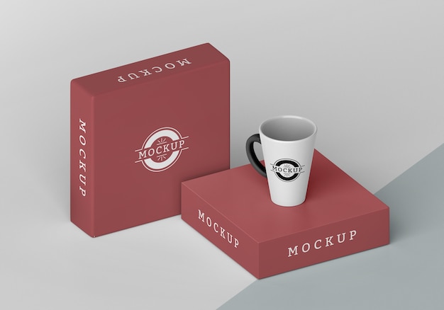 Download Arranjo da caixa de caneca de mock-up | PSD Grátis