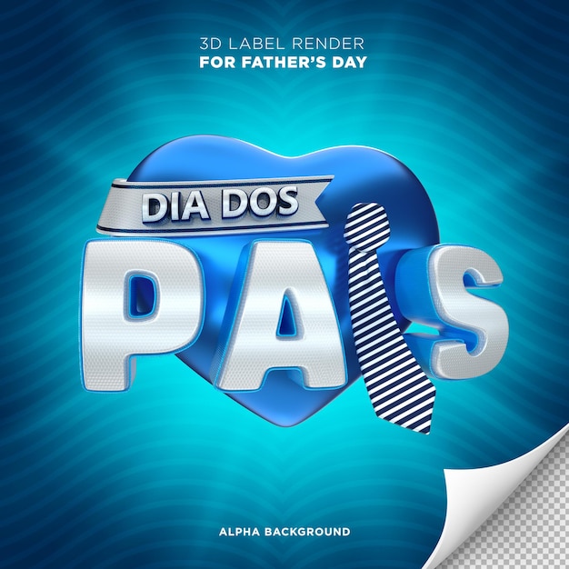 Banner do dia dos pais no brasil 3d render design coração PSD Grátis