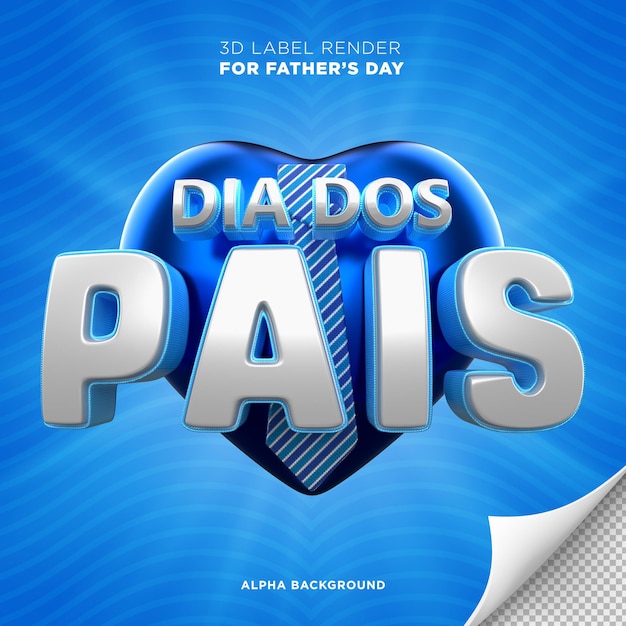 Banner do dia dos pais no brasil 3d render design coração PSD Grátis