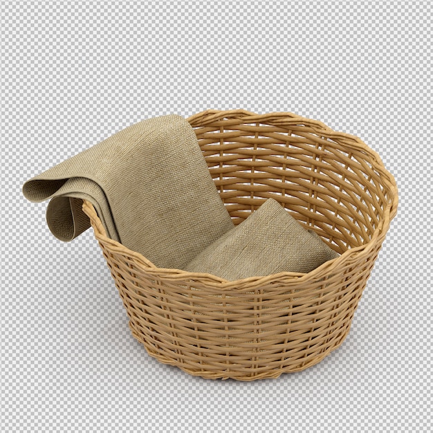 Cesta de piquenique isométrica isolada 3d render Psd Premium