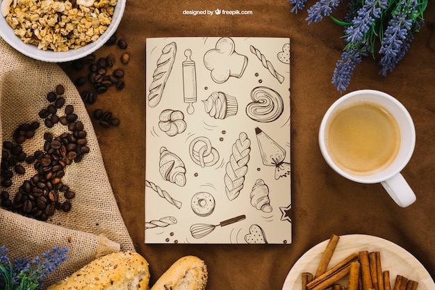 Download Composição da capa do livro com grãos de café | PSD Grátis
