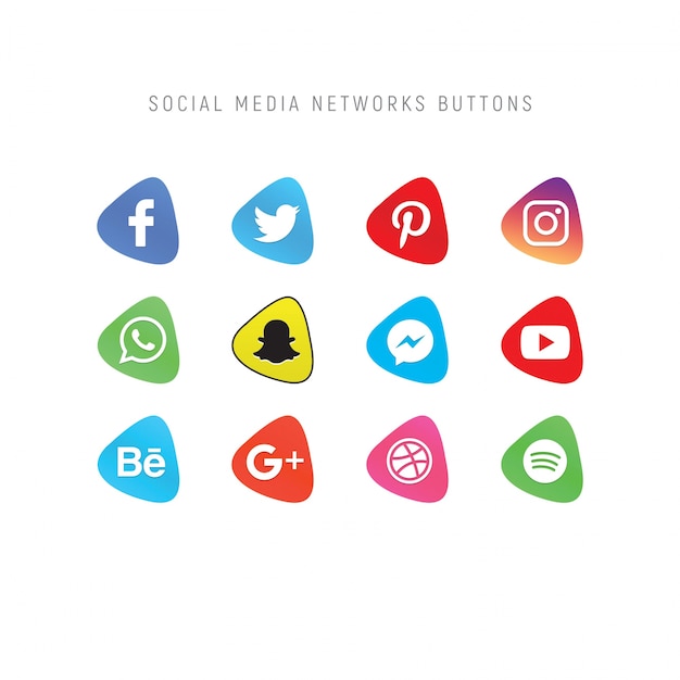 Conjunto de botões de rede de mídia social Psd Premium