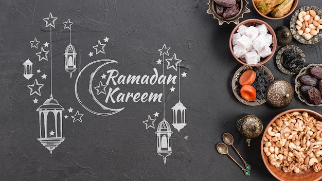 Copyspace maquete com conceito de ramadan Psd grátis