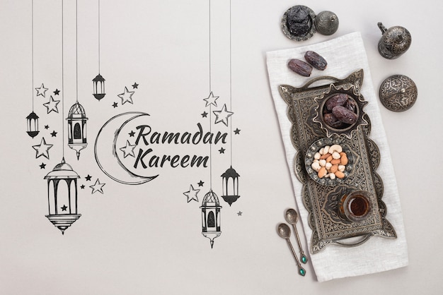 Copyspace maquete com conceito de ramadan Psd grátis