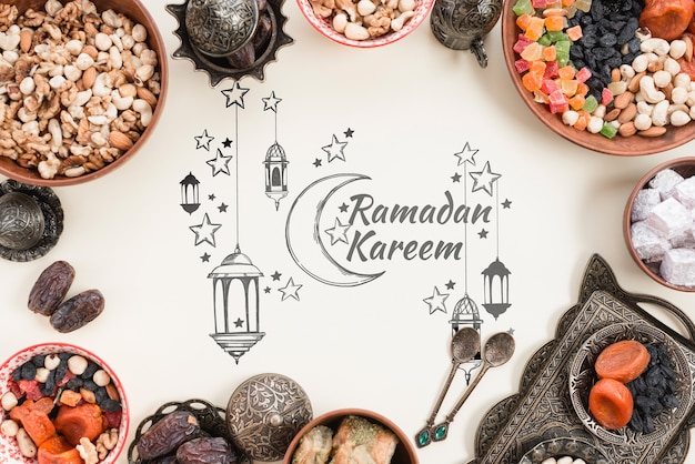 Copyspace maquete com conceito de ramadan Psd grátis