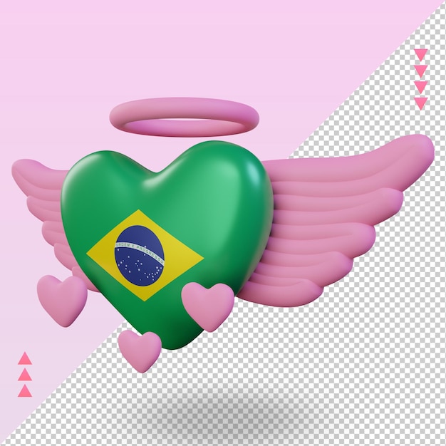 Dia Dos Namorados Com Amor 3d Bandeira Do Brasil Renderizando Vista Correta Psd Premium 