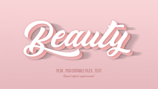 Efeito de estilo de texto 3d de beleza Psd Premium