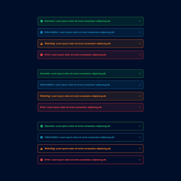 Elemento de interface do usuário da web de alerta escuro Psd Premium