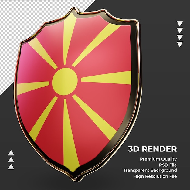 Escudo 3d Bandeira Da Macedônia Do Norte Renderizando Vista Correta Psd Premium 7812