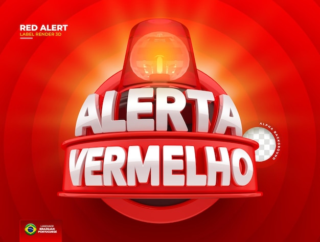 Etiqueta Alerta Vermelho De Ofertas No Brasil Render 3d Template Design Em Portugues Psd Premium