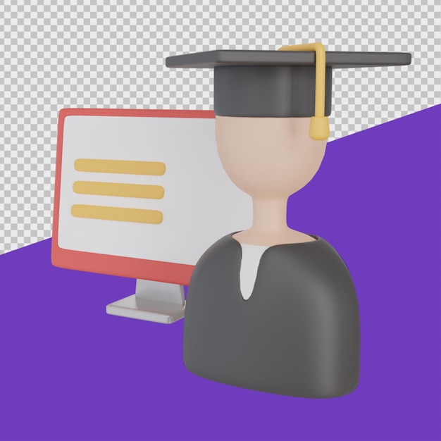 Ilustrações De Educação 3d Para Desktop De Graduação Online | PSD Premium