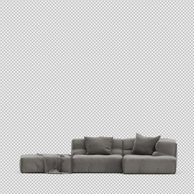Isometric sofa 3d isolated render Psd Premium