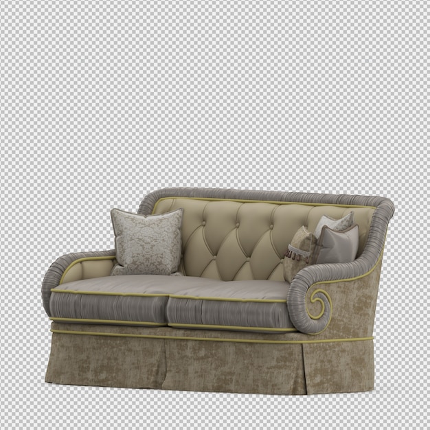 Isometric sofa 3d isolated render Psd Premium