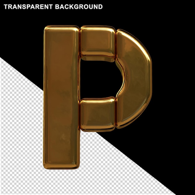 Letras Douradas Feitas De Blocos Verticais 3d Letra P Psd Premium