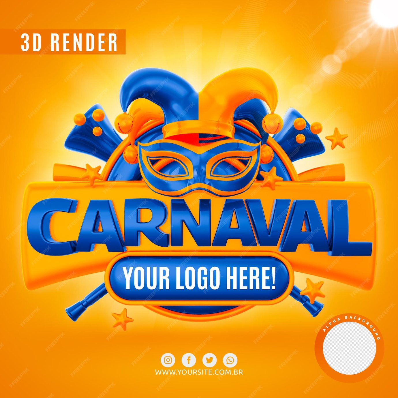 Logo de carnaval para empresas em psd premium de renderização em 3d ...