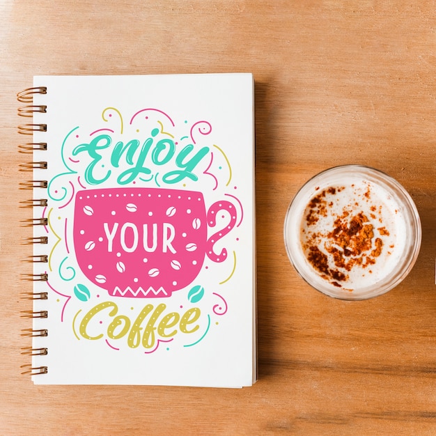 Maquete de capa de caderno com o conceito de café Psd grátis