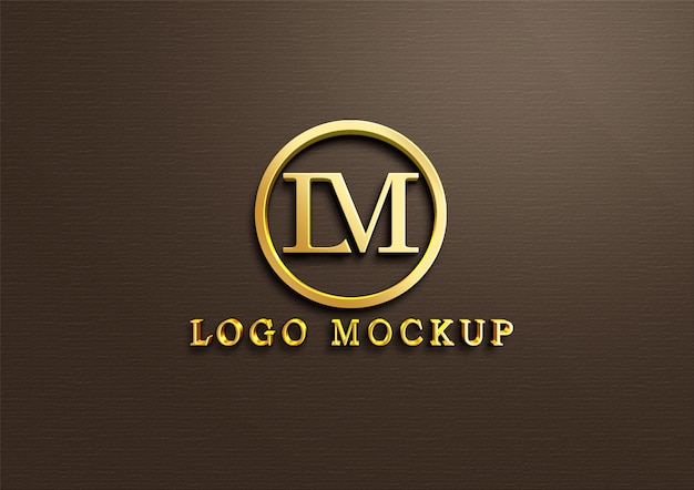 Download Maquete de logotipo ouro 3d na parede | PSD Premium