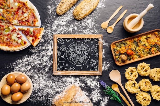 Maquete de quadro com design de pizza Psd grátis