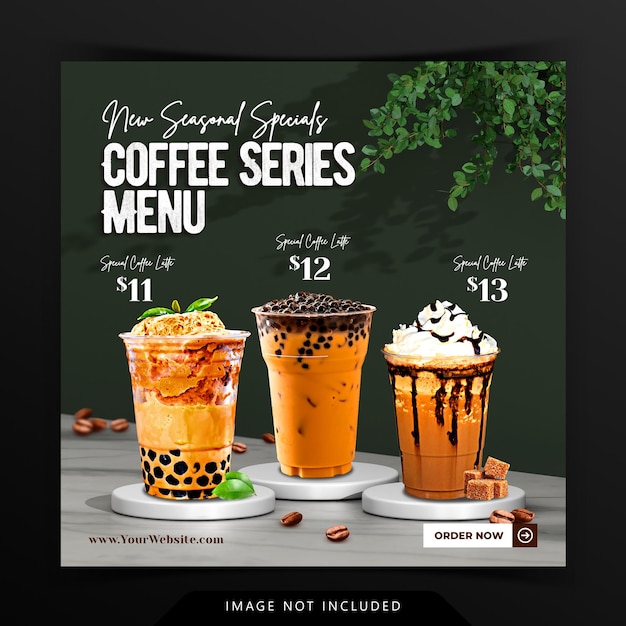 Download Menu criativo de bebidas de café com renderização de fundo de pódio 3d para modelo de postagem ...