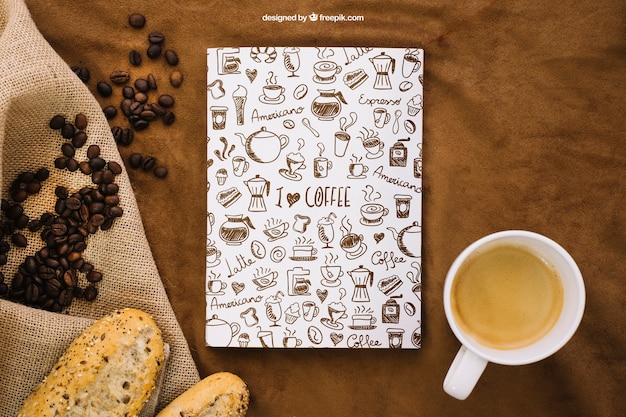 Download Mockup de capa de livro com café | PSD Grátis