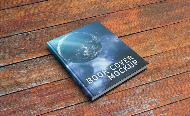 Download Mockup de capa de livro na superfície de madeira | PSD Premium